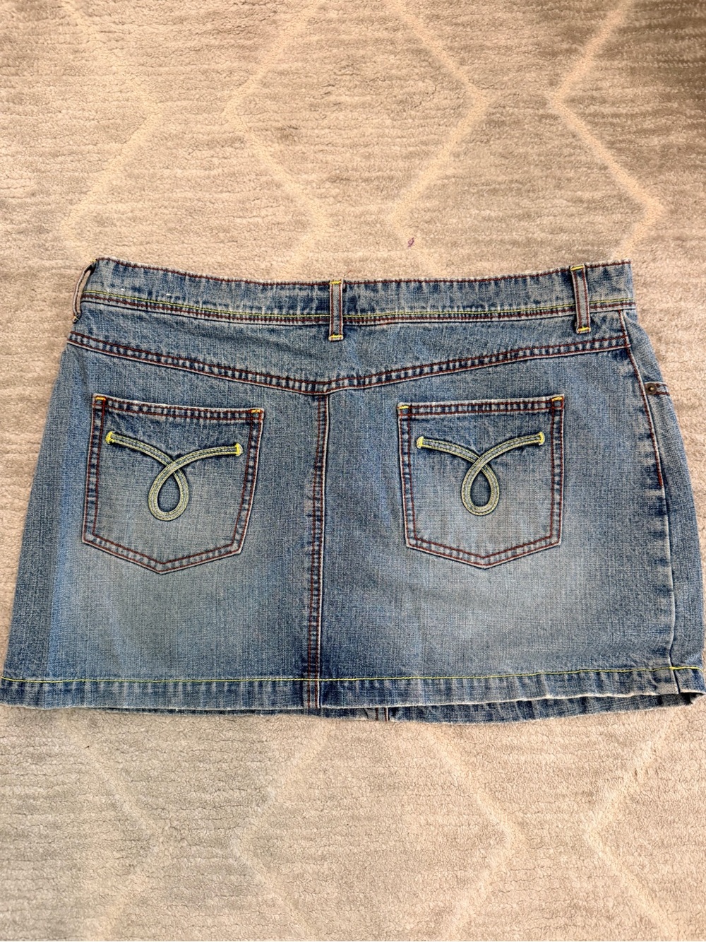 SO Light Blue Denim Mini Skirt with Embroidered Back Pockets